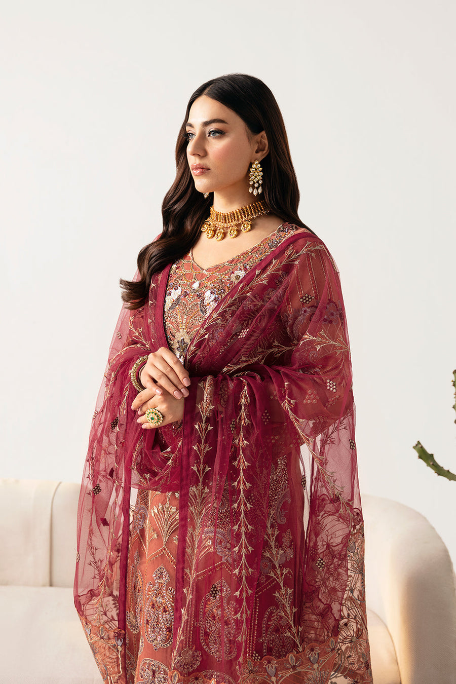 Ramsha Minhal Vol-11 Embroidered Organza Unstitched 3Pc Suit M-1103