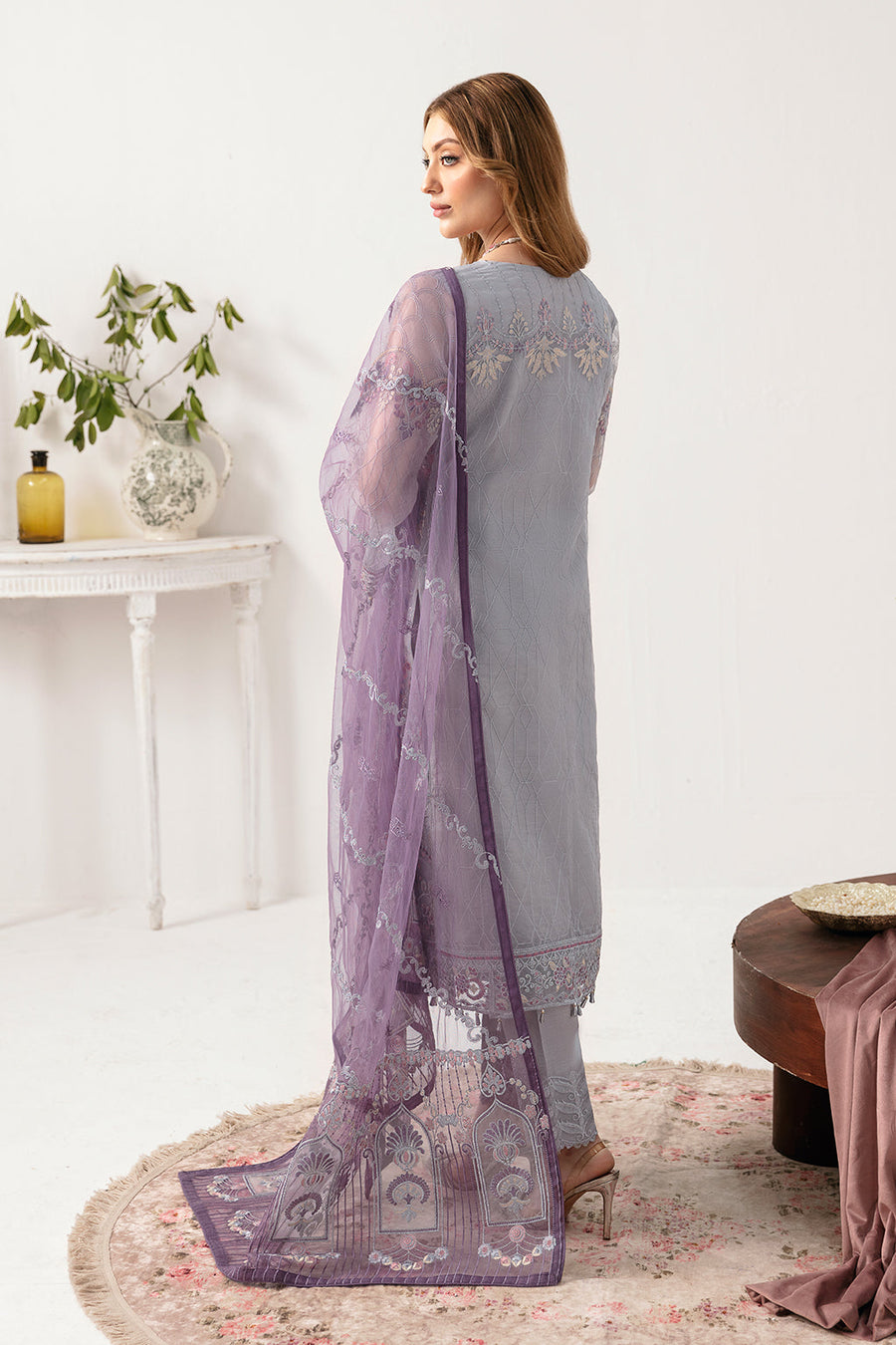 Ramsha Minhal Vol-11 Embroidered Organza Unstitched 3Pc Suit M-1104