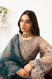 Ramsha Minhal Vol-11 Embroidered Organza Unstitched 3Pc Suit M-1106