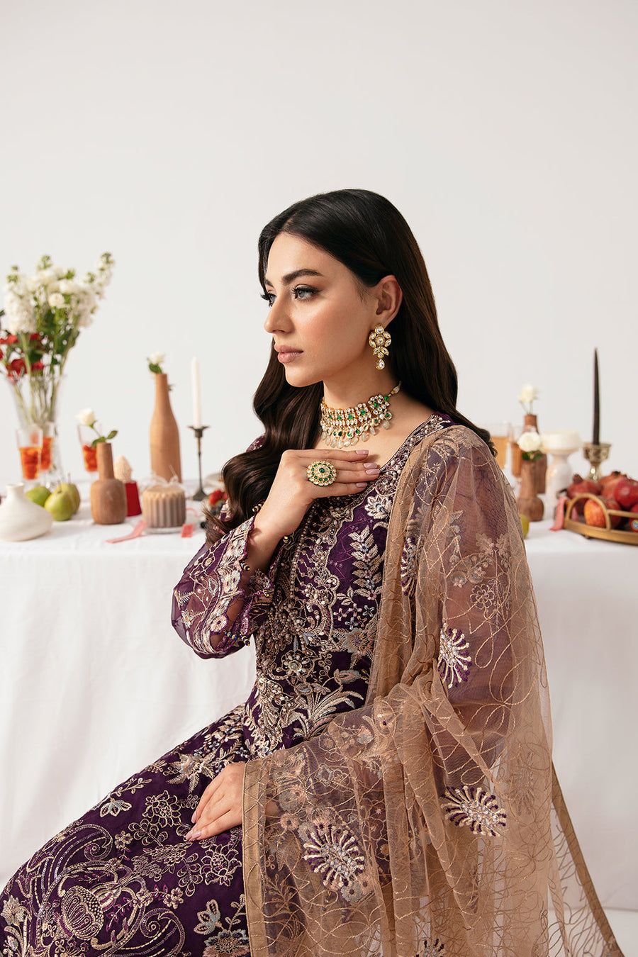 Ramsha Minhal Vol-11 Embroidered Organza Unstitched 3Pc Suit M-1109