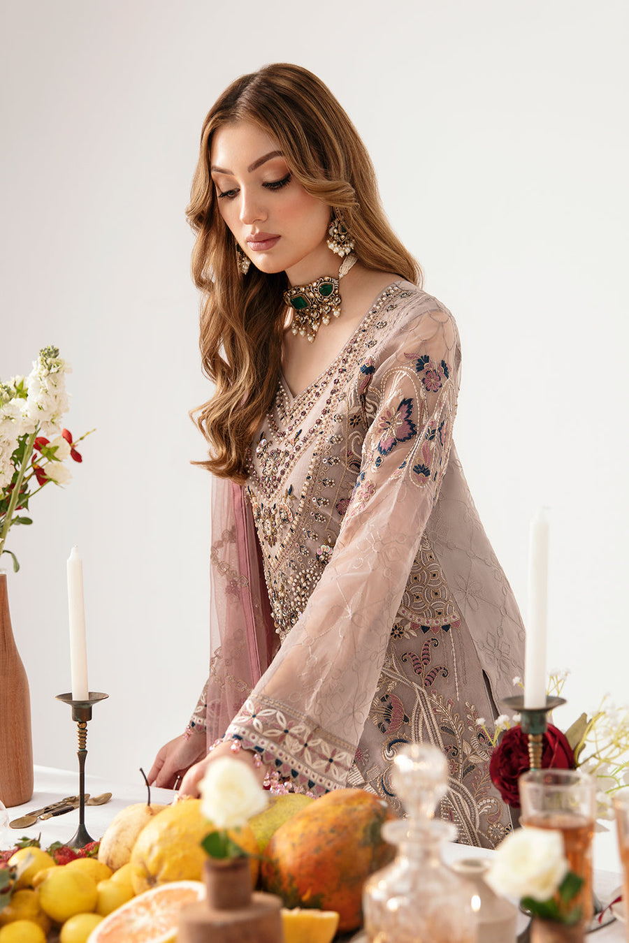 Ramsha Minhal Vol-11 Embroidered Organza Unstitched 3Pc Suit M-1110