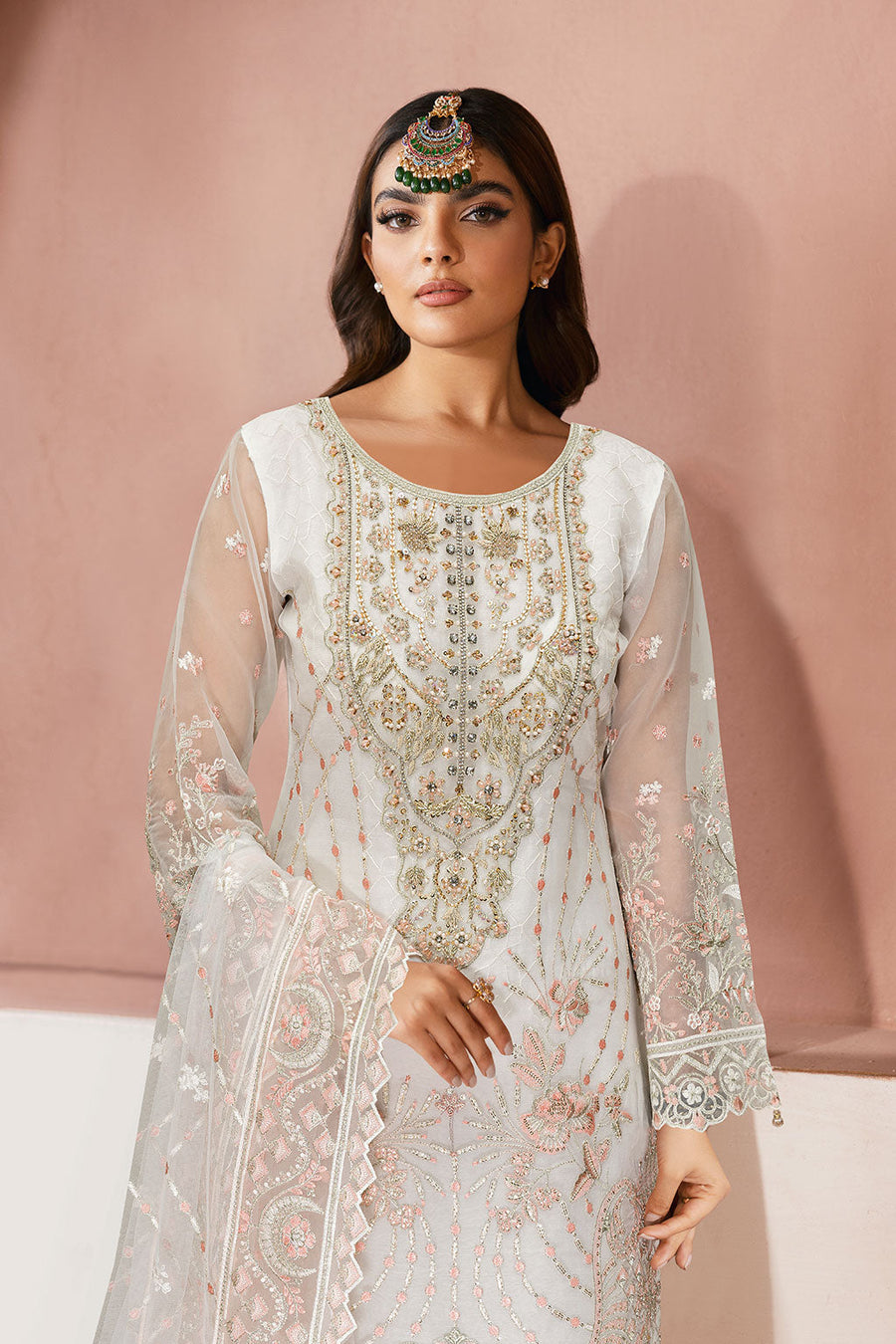 Ramsha Minhal Vol-13 Embroidered Organza Unstitched 3Pc Suit M-1303