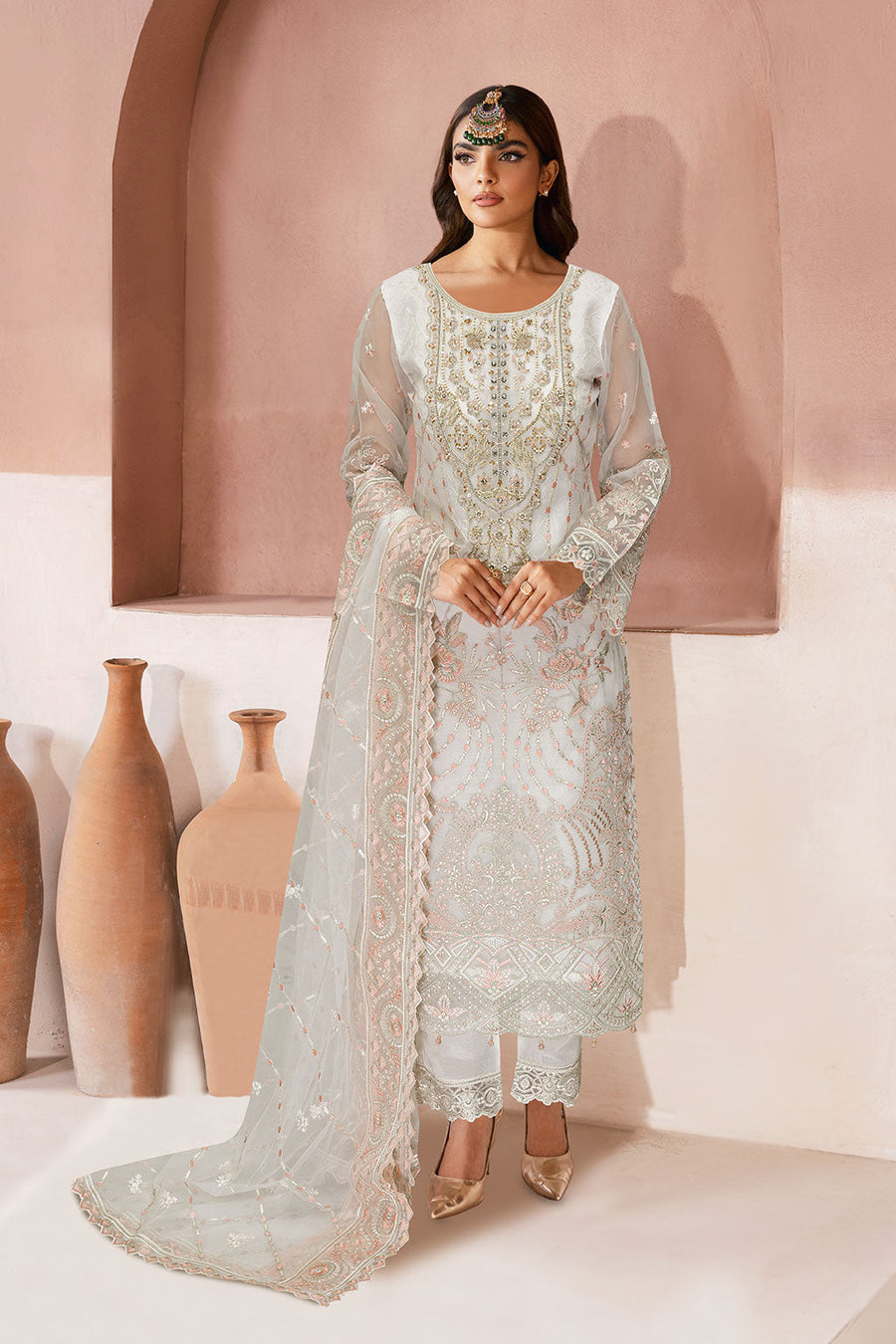 Ramsha Minhal Vol-13 Embroidered Organza Unstitched 3Pc Suit M-1303