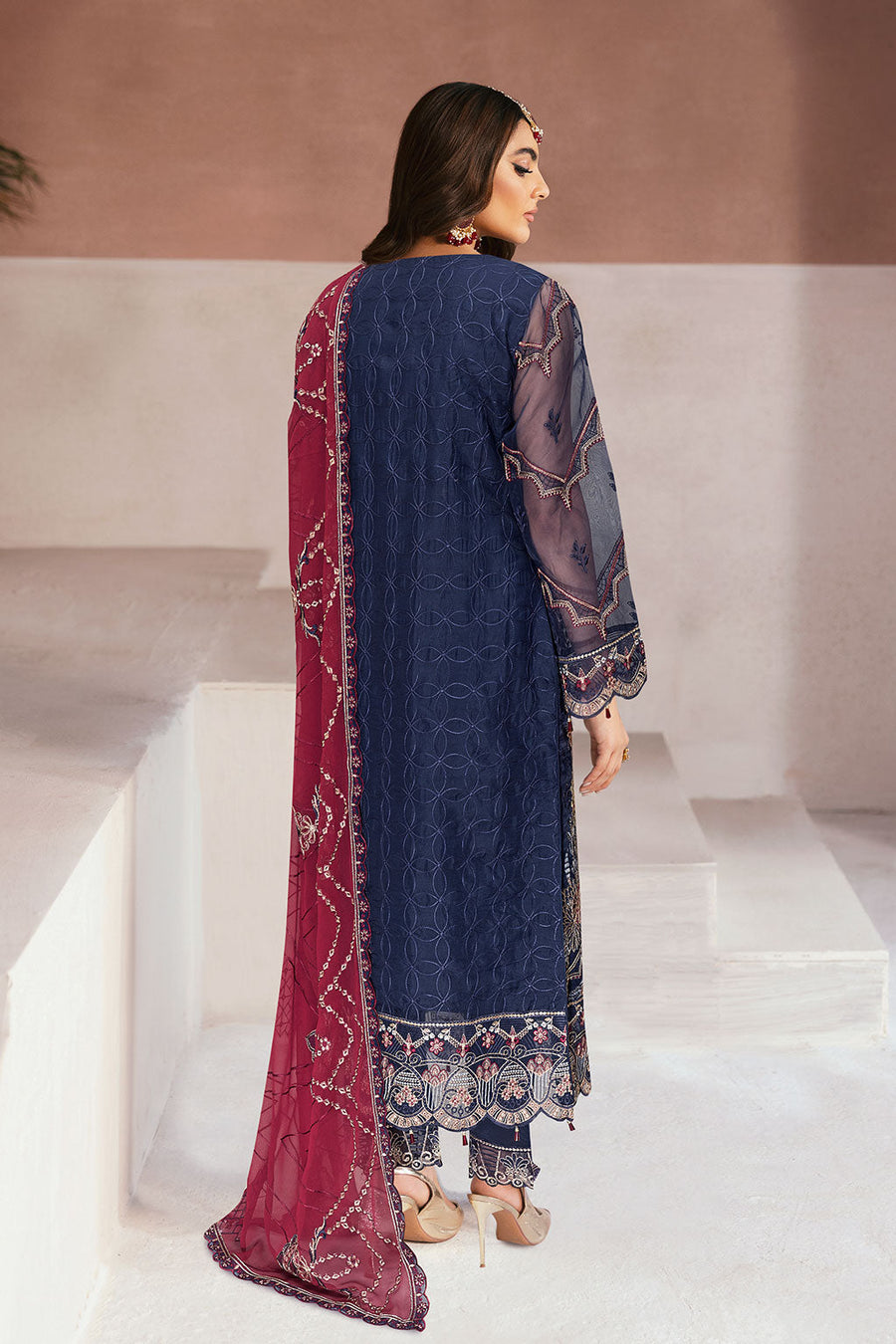 Ramsha Minhal Vol-13 Embroidered Organza Unstitched 3Pc Suit M-1304