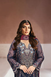 Ramsha Minhal Vol-13 Embroidered Organza Unstitched 3Pc Suit M-1304