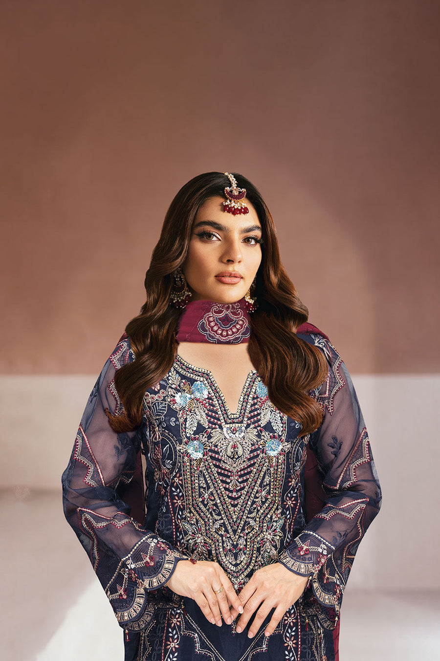 Ramsha Minhal Vol-13 Embroidered Organza Unstitched 3Pc Suit M-1304