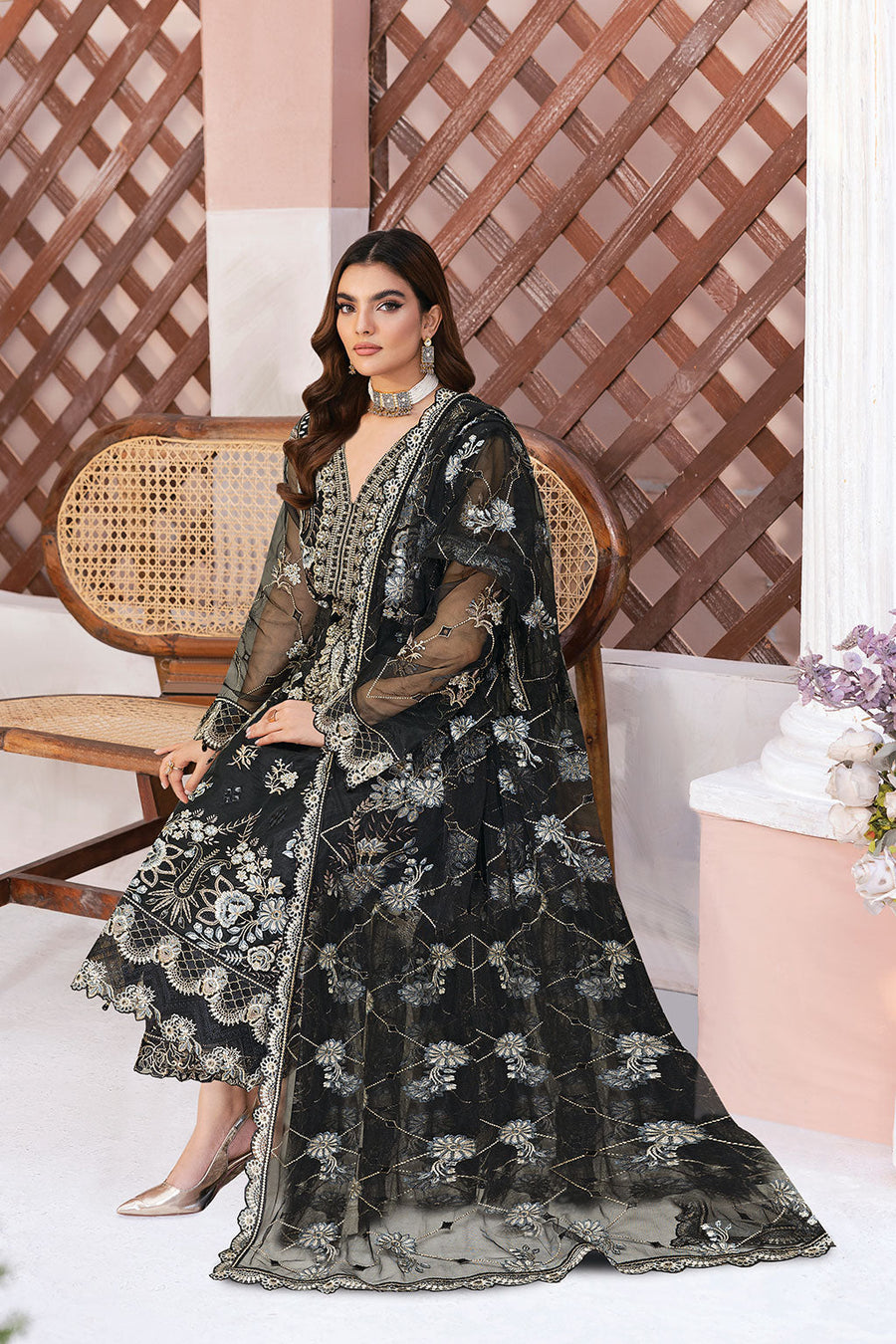 Ramsha Minhal Vol-13 Embroidered Organza Unstitched 3Pc Suit M-1306