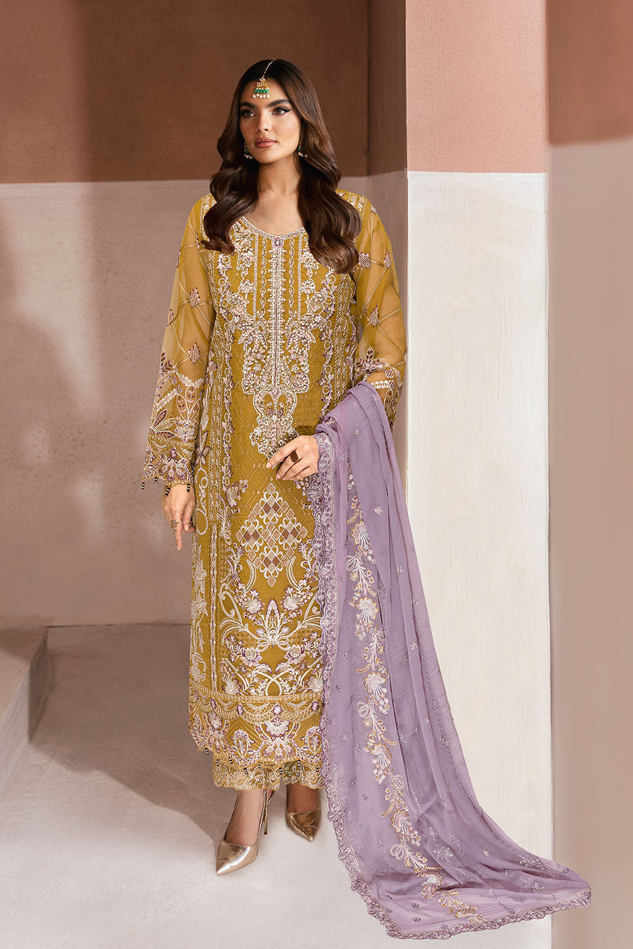 Ramsha Minhal Vol-13 Embroidered Organza Unstitched 3Pc Suit M-1310
