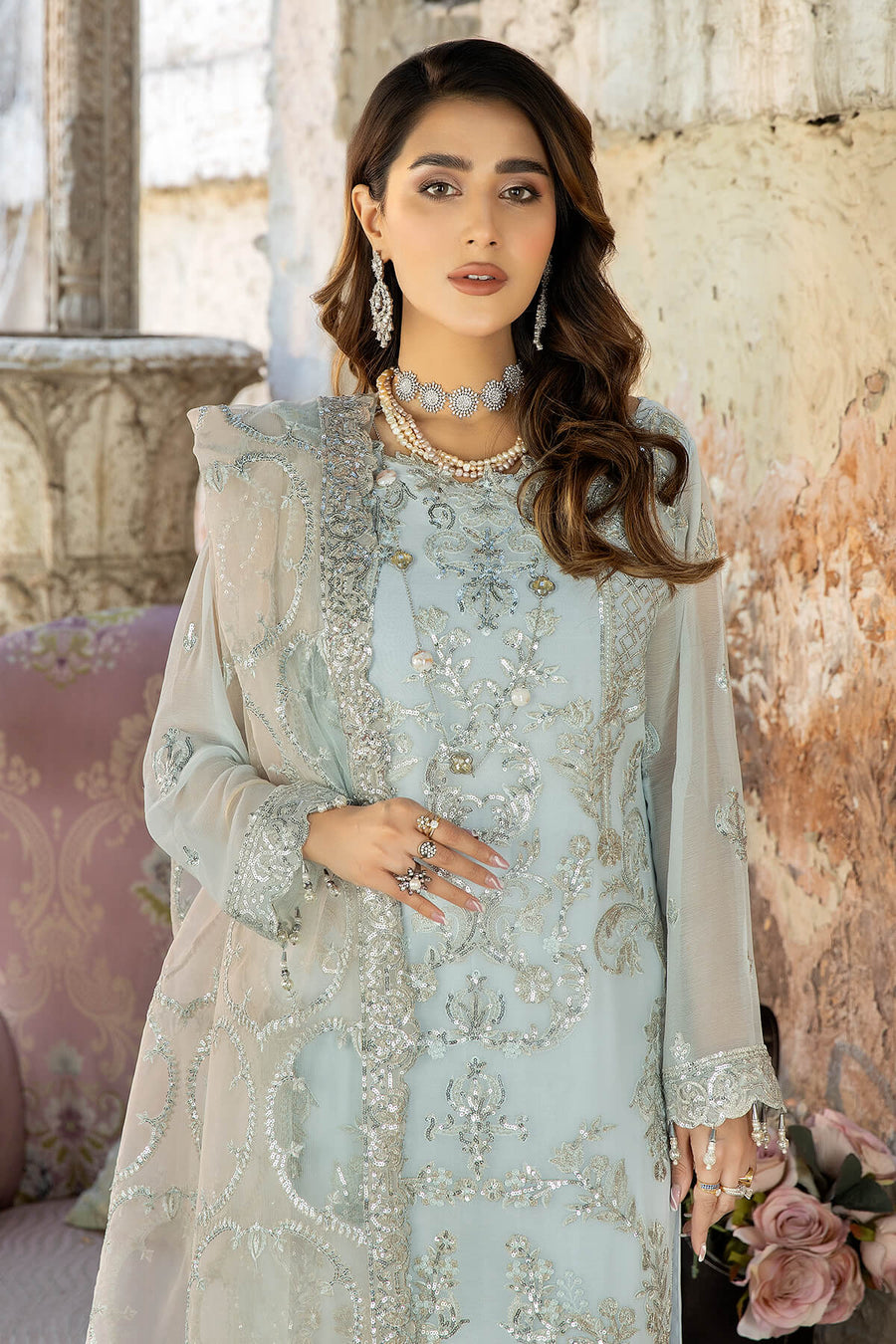 De Lambent Majestic by Imrozia Premium Embroidered Chiffon 3Pc M-31 EMMA