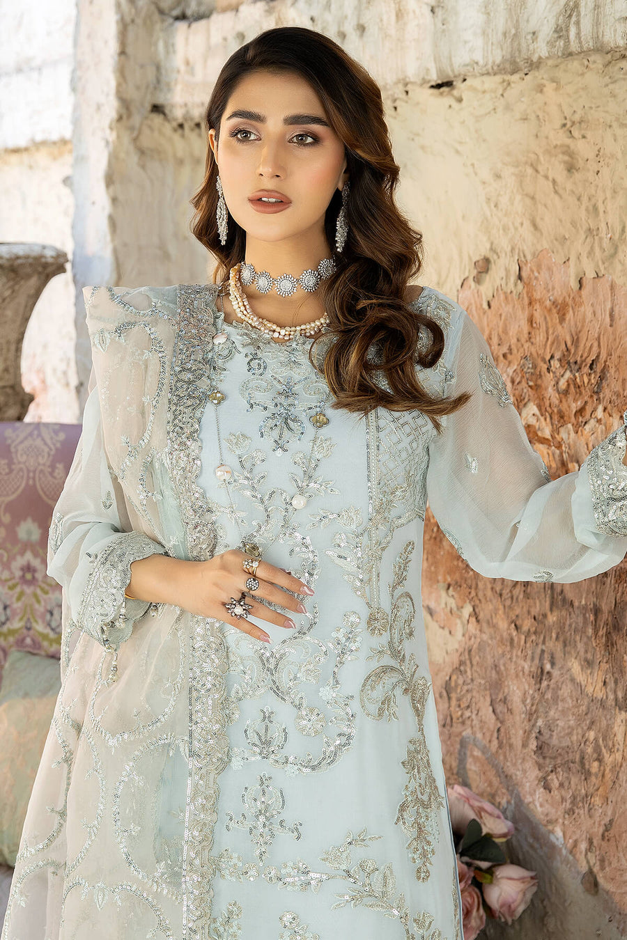 De Lambent Majestic by Imrozia Premium Embroidered Chiffon 3Pc M-31 EMMA
