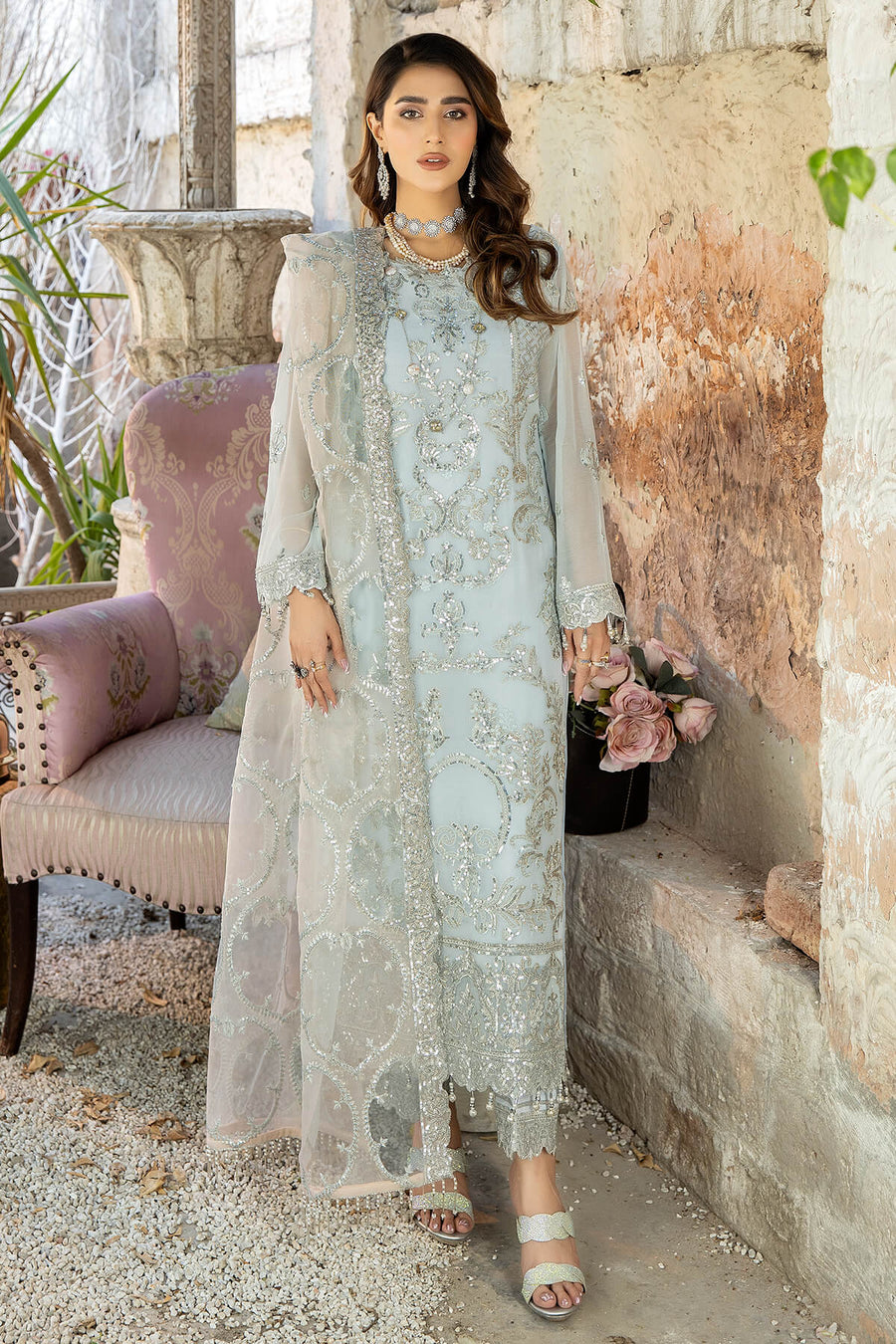 De Lambent Majestic by Imrozia Premium Embroidered Chiffon 3Pc M-31 EMMA