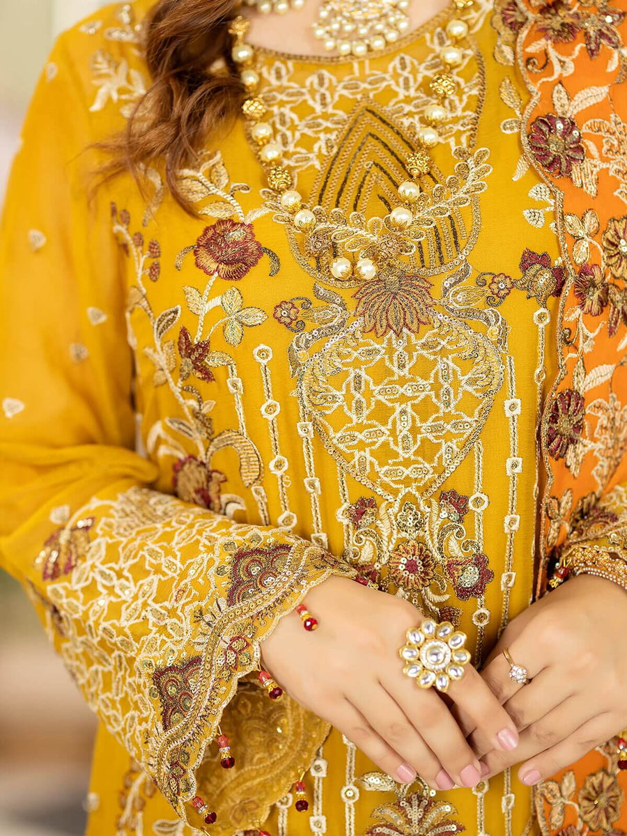 Baagh Majestic by Imrozia Premium Embroidered Chiffon M-42 GULL E CHANDNI