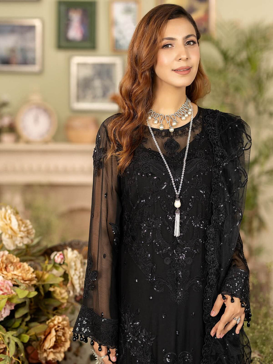 Baagh Majestic by Imrozia Premium Embroidered Chiffon M-45 DAHLIA