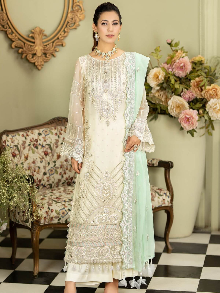 Baagh Majestic by Imrozia Premium Embroidered Chiffon M-49 CHAMBELI