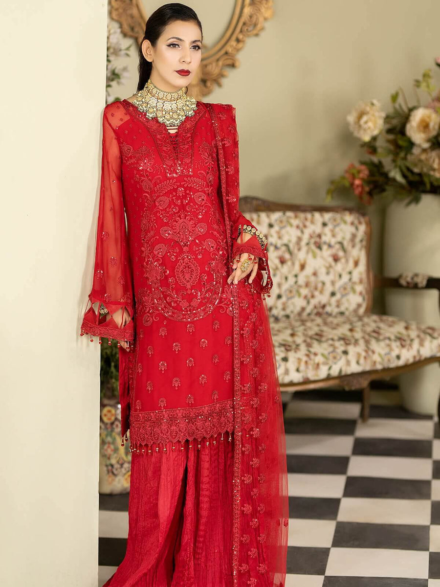 Baagh Majestic by Imrozia Premium Embroidered Chiffon M-50 CHAMPA