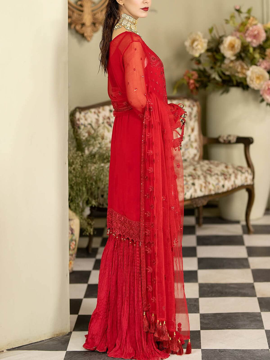 Baagh Majestic by Imrozia Premium Embroidered Chiffon M-50 CHAMPA