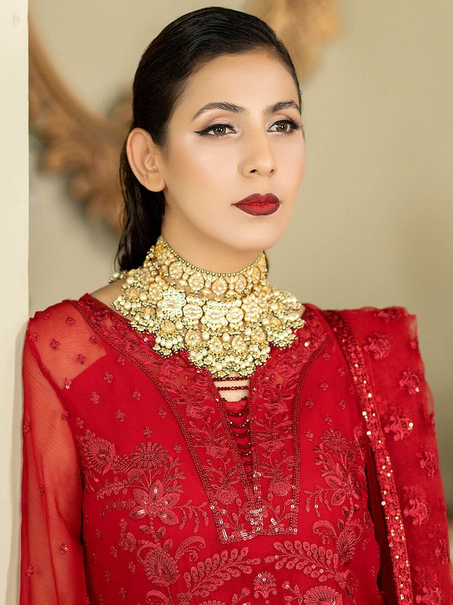 Baagh Majestic by Imrozia Premium Embroidered Chiffon M-50 CHAMPA
