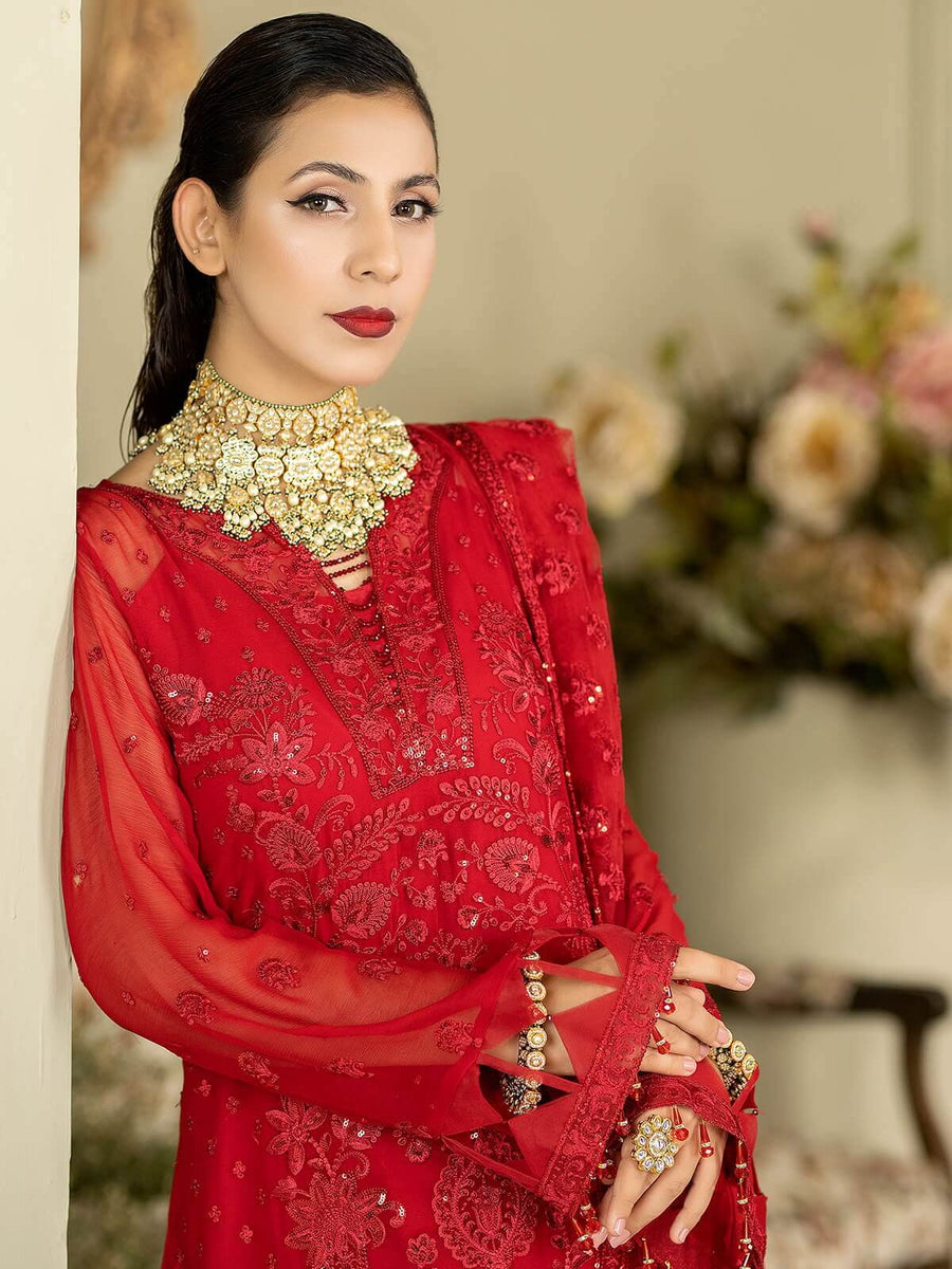 Baagh Majestic by Imrozia Premium Embroidered Chiffon M-50 CHAMPA