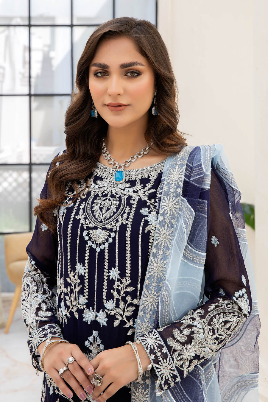 Naqsh Majestic By Imrozia Premium Unstitched Chiffon 3Pc Suit M-54 Zoe