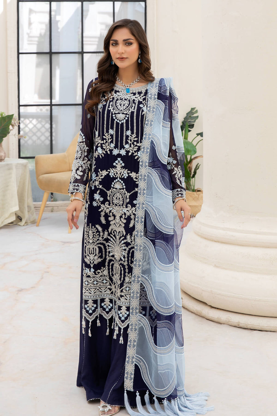 Naqsh Majestic By Imrozia Premium Unstitched Chiffon 3Pc Suit M-54 Zoe