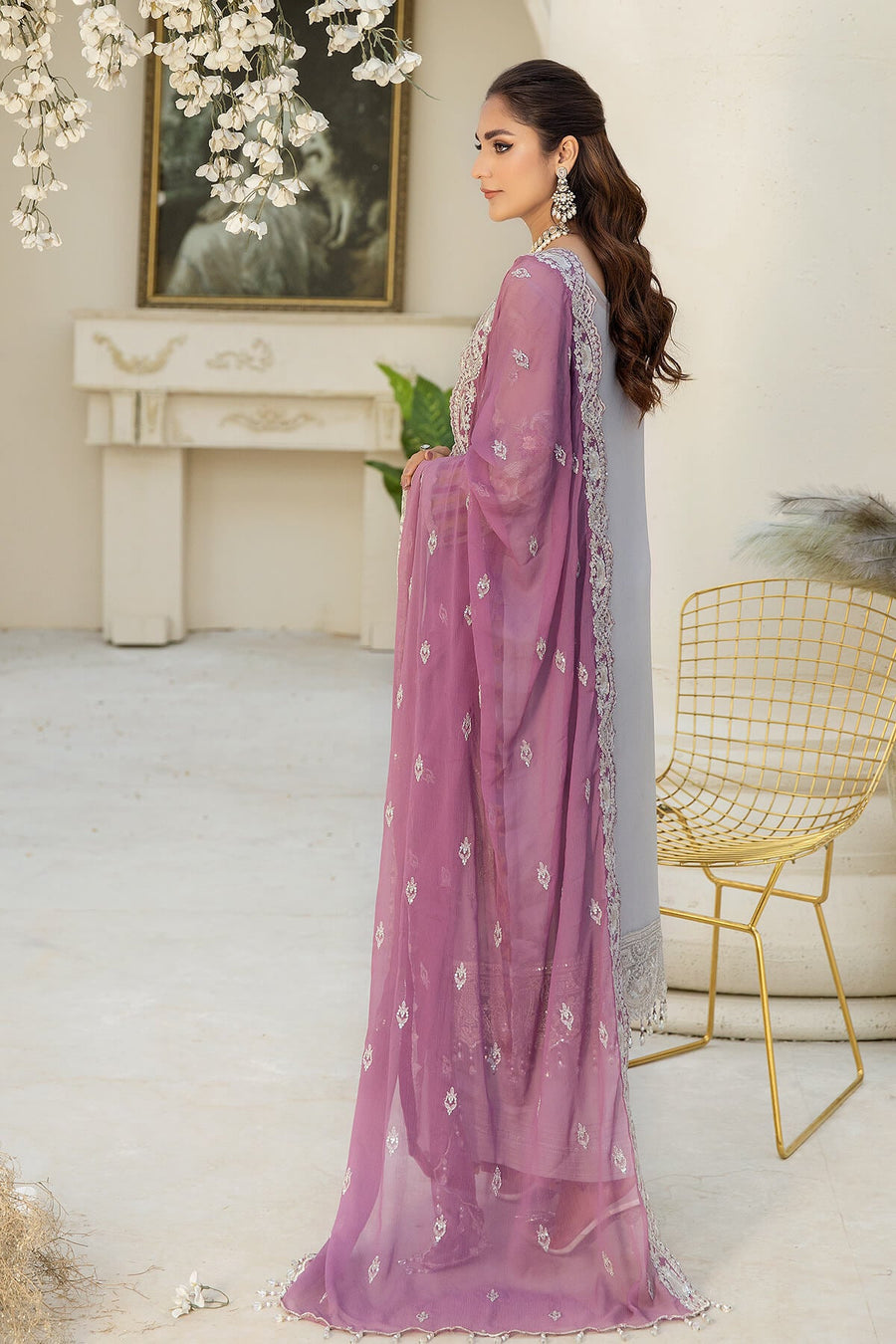 Naqsh Majestic By Imrozia Premium Unstitched Chiffon 3Pc Suit M-57 Ivy