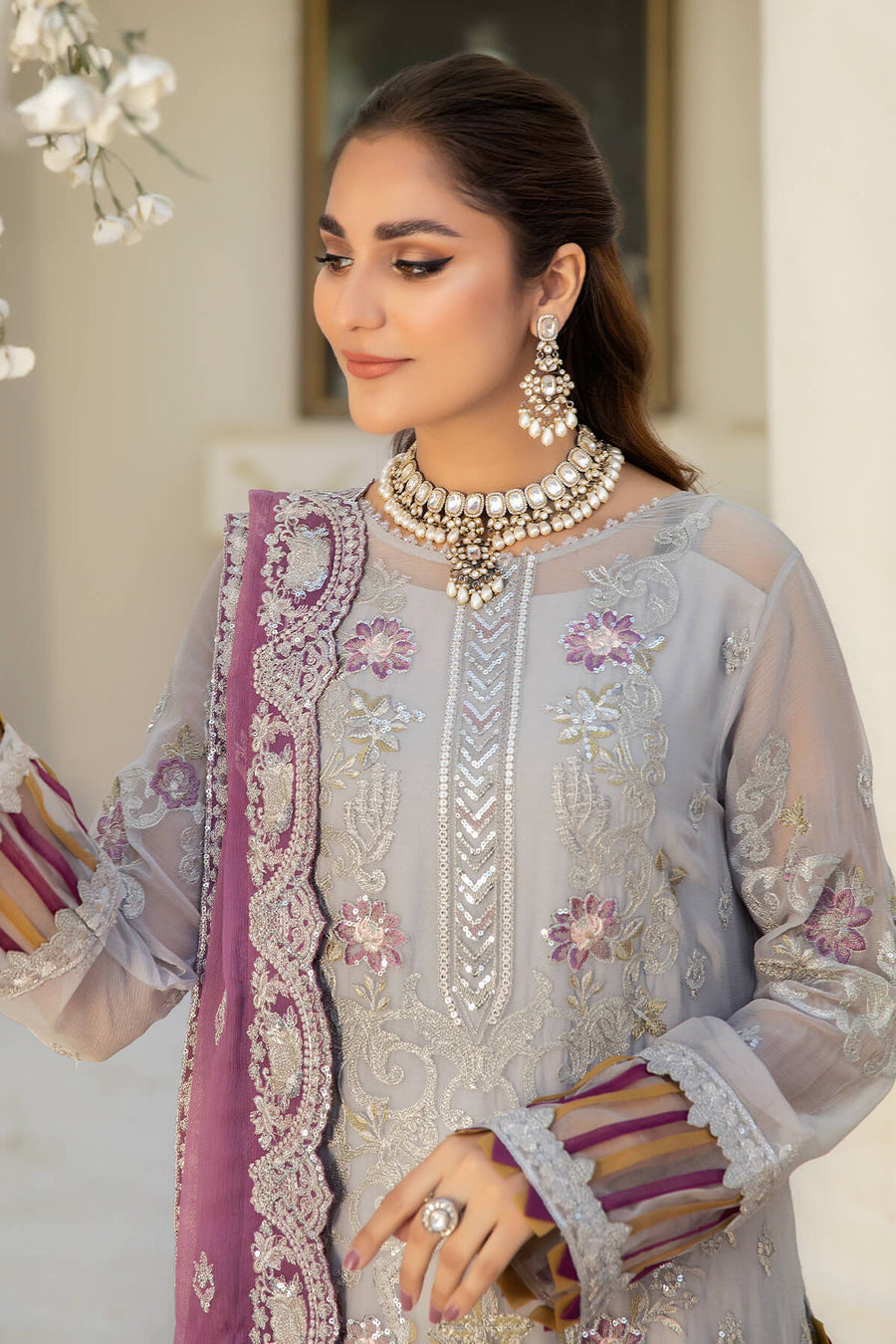 Naqsh Majestic By Imrozia Premium Unstitched Chiffon 3Pc Suit M-57 Ivy
