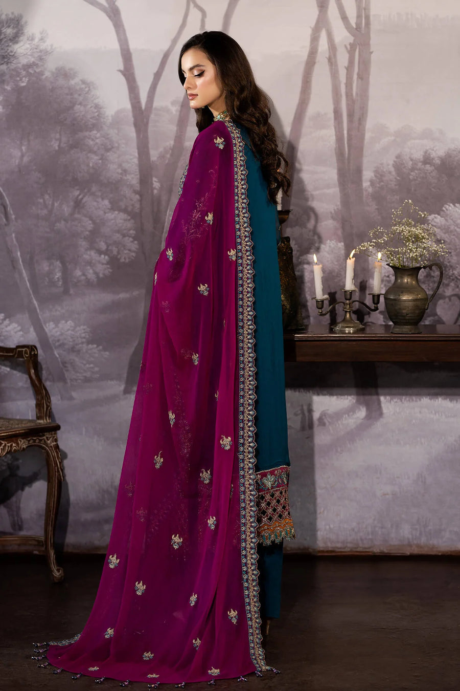Enliven Majestic by Imrozia Premium Unstitched Chiffon 3Pc Suit M-62 Carmen