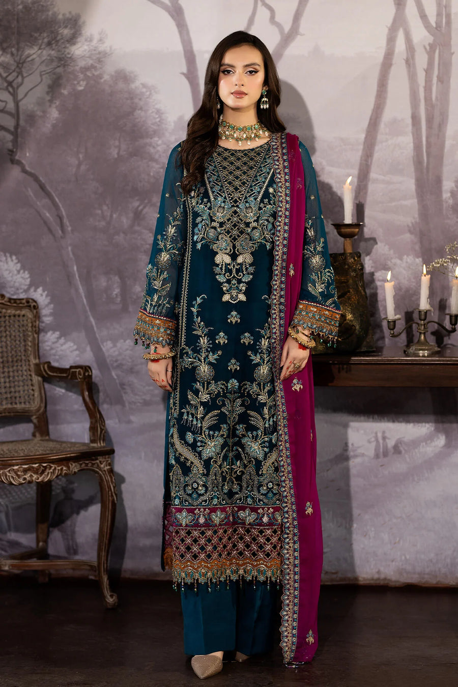 Enliven Majestic by Imrozia Premium Unstitched Chiffon 3Pc Suit M-62 Carmen