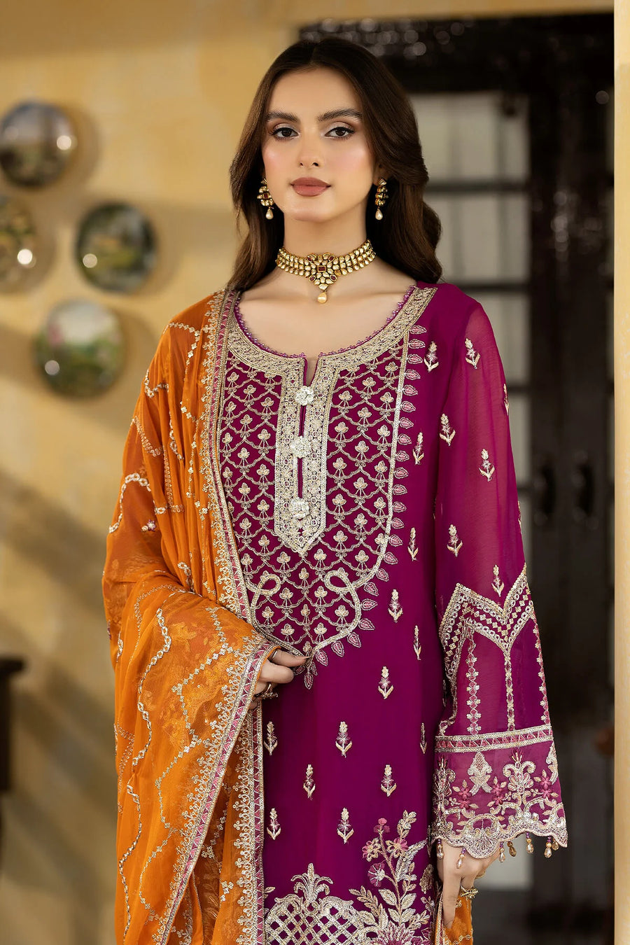 Enliven Majestic by Imrozia Premium Unstitched Chiffon 3Pc Suit M-66 Gloria