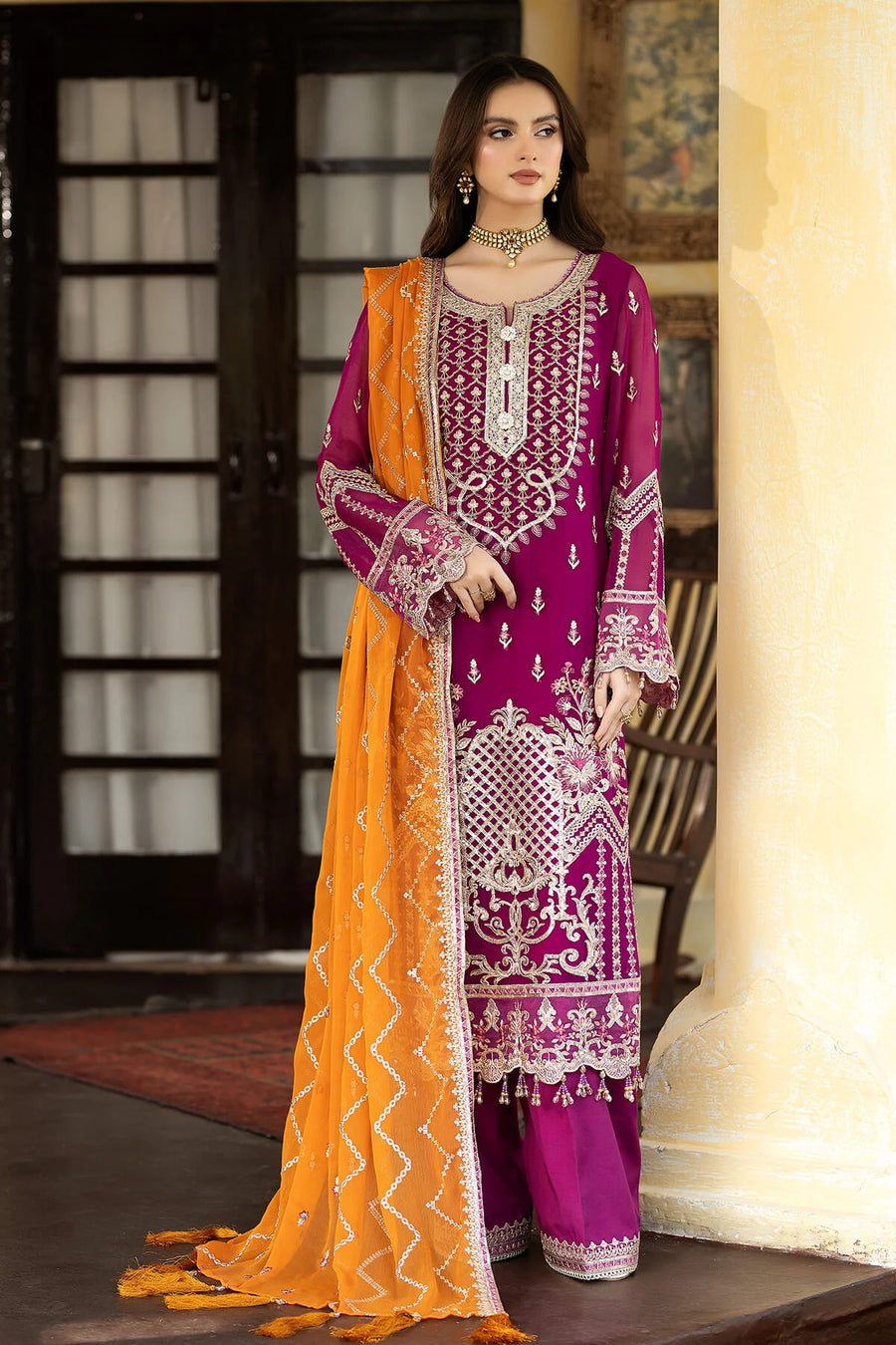 Enliven Majestic by Imrozia Premium Unstitched Chiffon 3Pc Suit M-66 Gloria