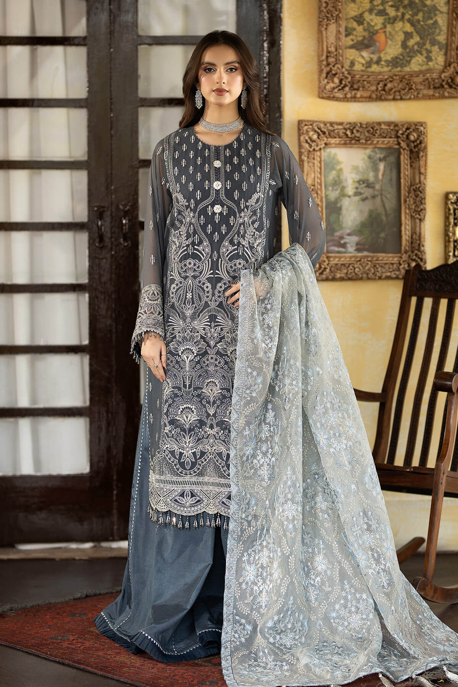 Enliven Majestic by Imrozia Premium Unstitched Chiffon 3Pc Suit M-70 Soleil