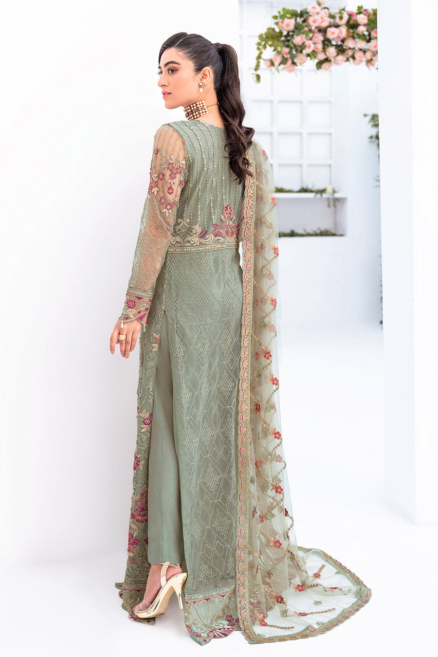Ramsha Minhal Vol-08 Embroidered Net Unstitched 3Pc Suit M-802