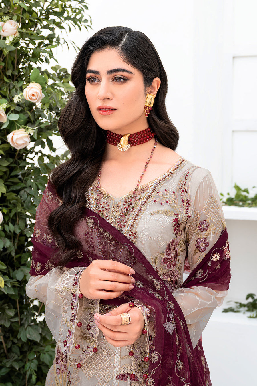 Ramsha Minhal Vol-08 Embroidered Organza Unstitched 3Pc Suit M-806