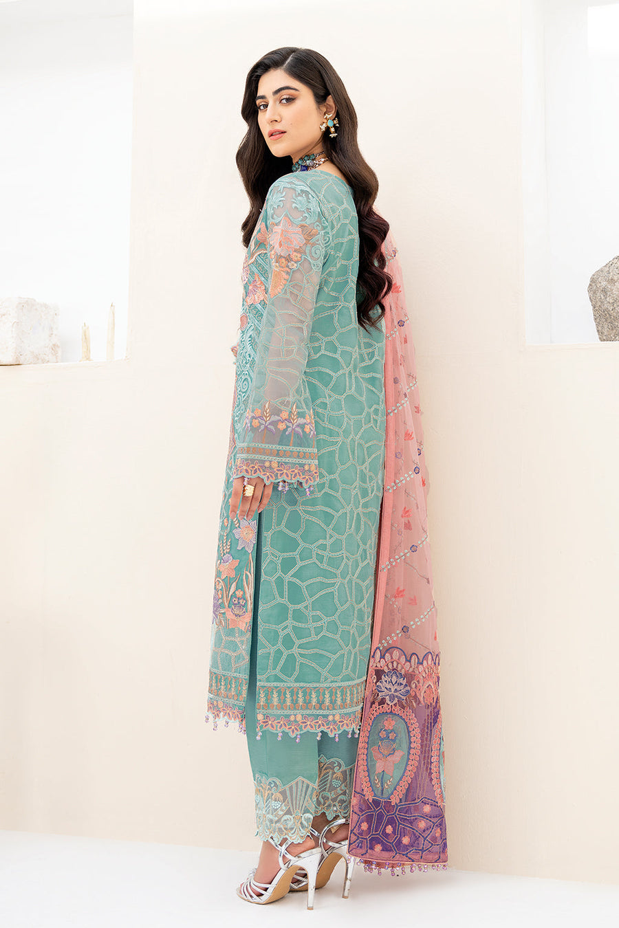 Ramsha Minhal Vol-08 Embroidered Organza Unstitched 3Pc Suit M-807