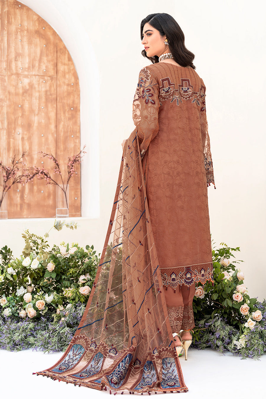 Ramsha Minhal Vol-08 Embroidered Organza Unstitched 3Pc Suit M-808