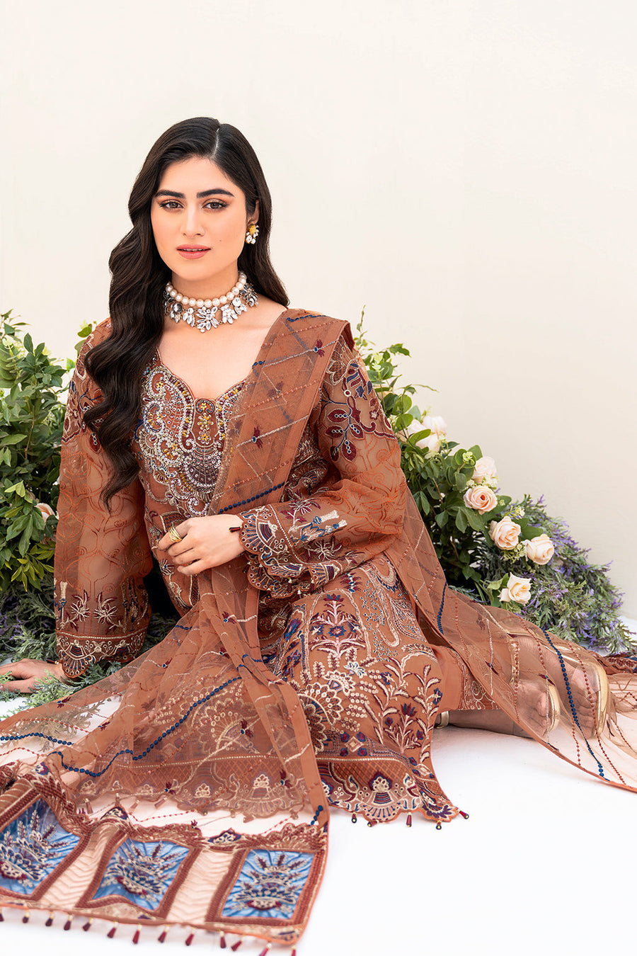 Ramsha Minhal Vol-08 Embroidered Organza Unstitched 3Pc Suit M-808