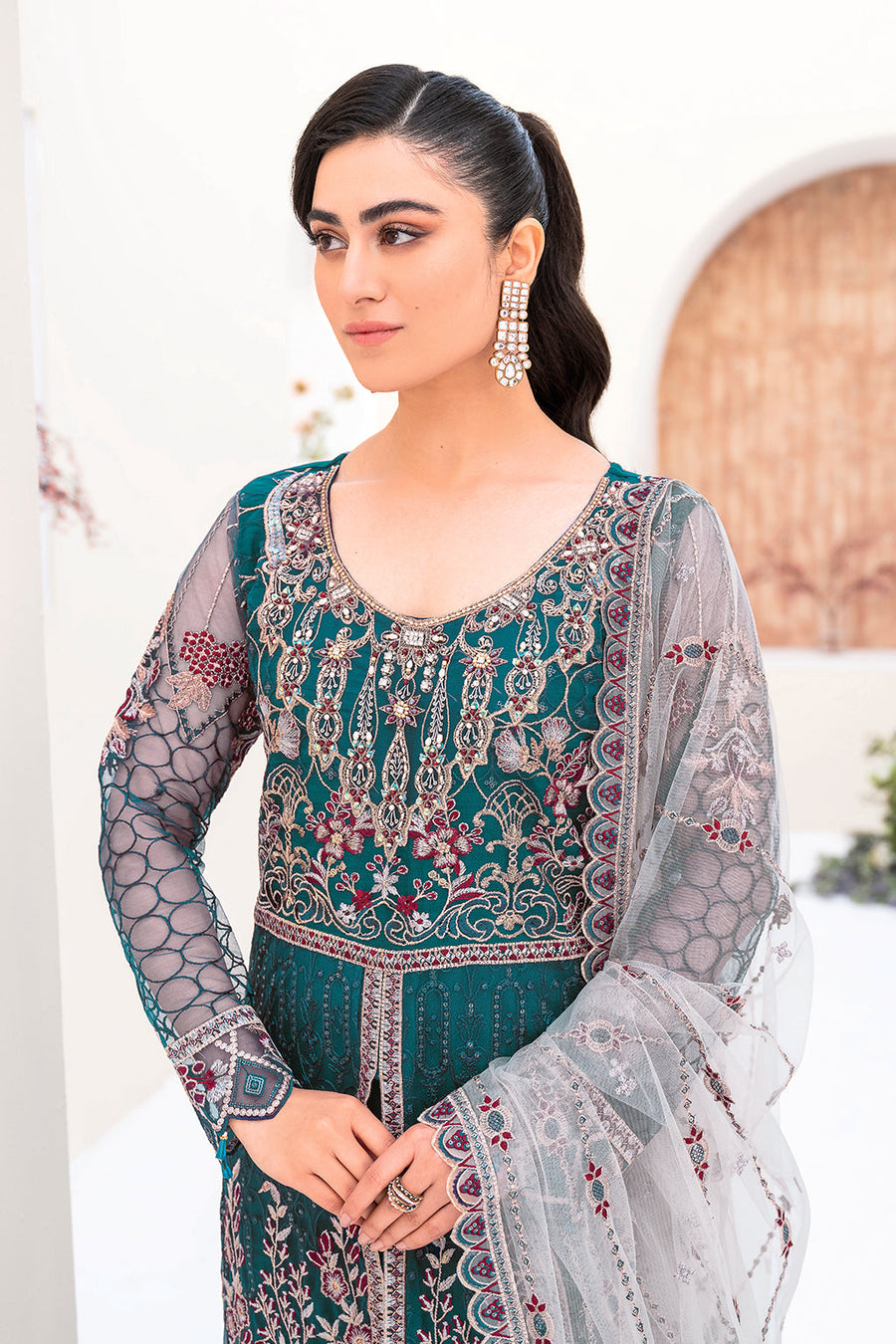 Ramsha Minhal Vol-08 Embroidered Net Unstitched 3Pc Suit M-810