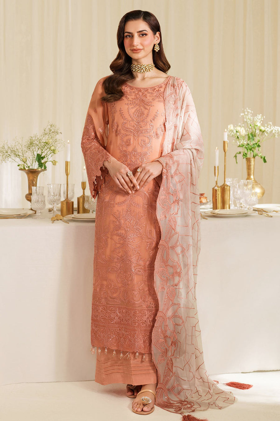 Imrozia Serene Noore Embroidery Chiffon Unstitched 3Pc Suit M-92 EIRS