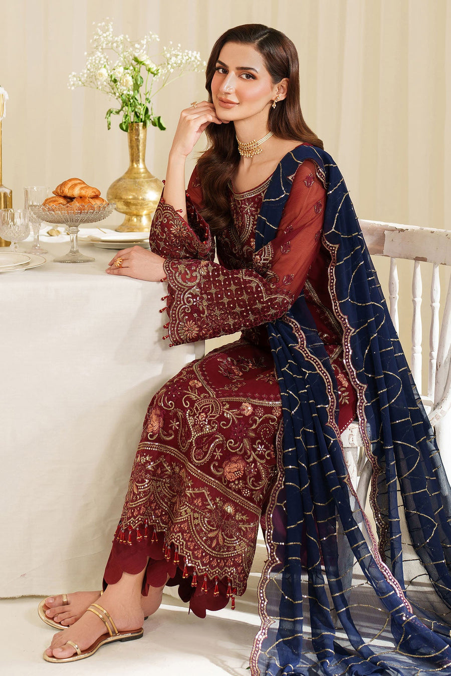 Imrozia Serene Noore Embroidery Chiffon Unstitched 3Pc Suit M-94 SAIRA