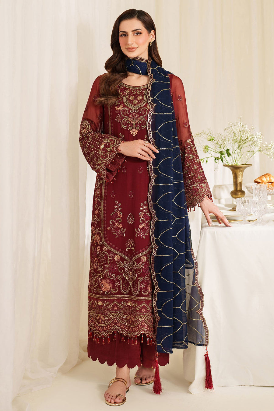 Imrozia Serene Noore Embroidery Chiffon Unstitched 3Pc Suit M-94 SAIRA
