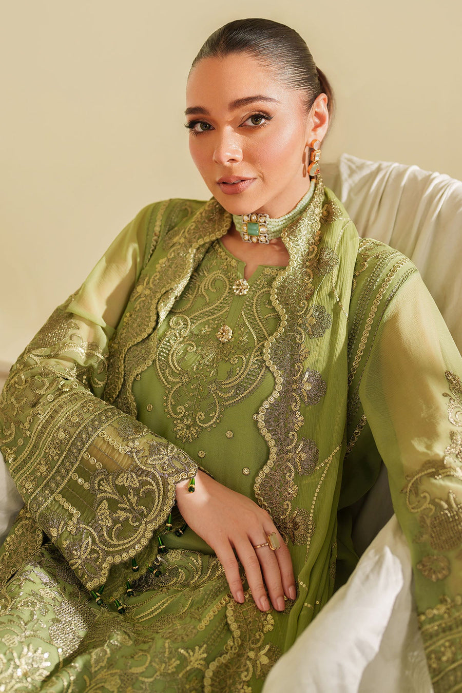 Imrozia Serene Noore Embroidery Chiffon Unstitched 3Pc Suit M-99 MYRA
