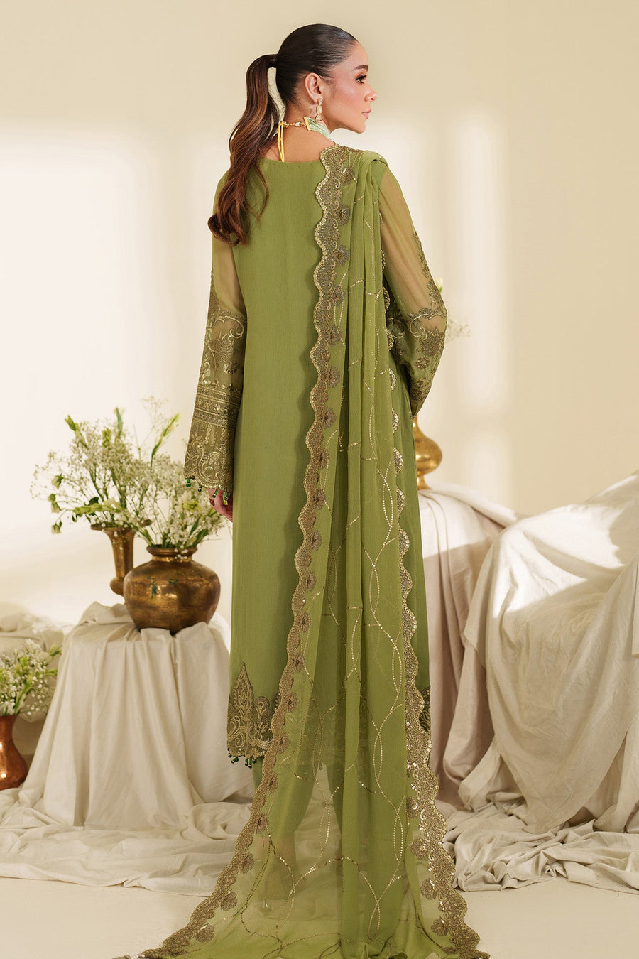 Imrozia Serene Noore Embroidery Chiffon Unstitched 3Pc Suit M-99 MYRA