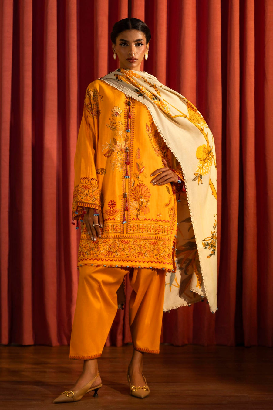 Muzlin by Sana Safinaz Embroidered Slub Unstitched 3Pc Suit D-14B