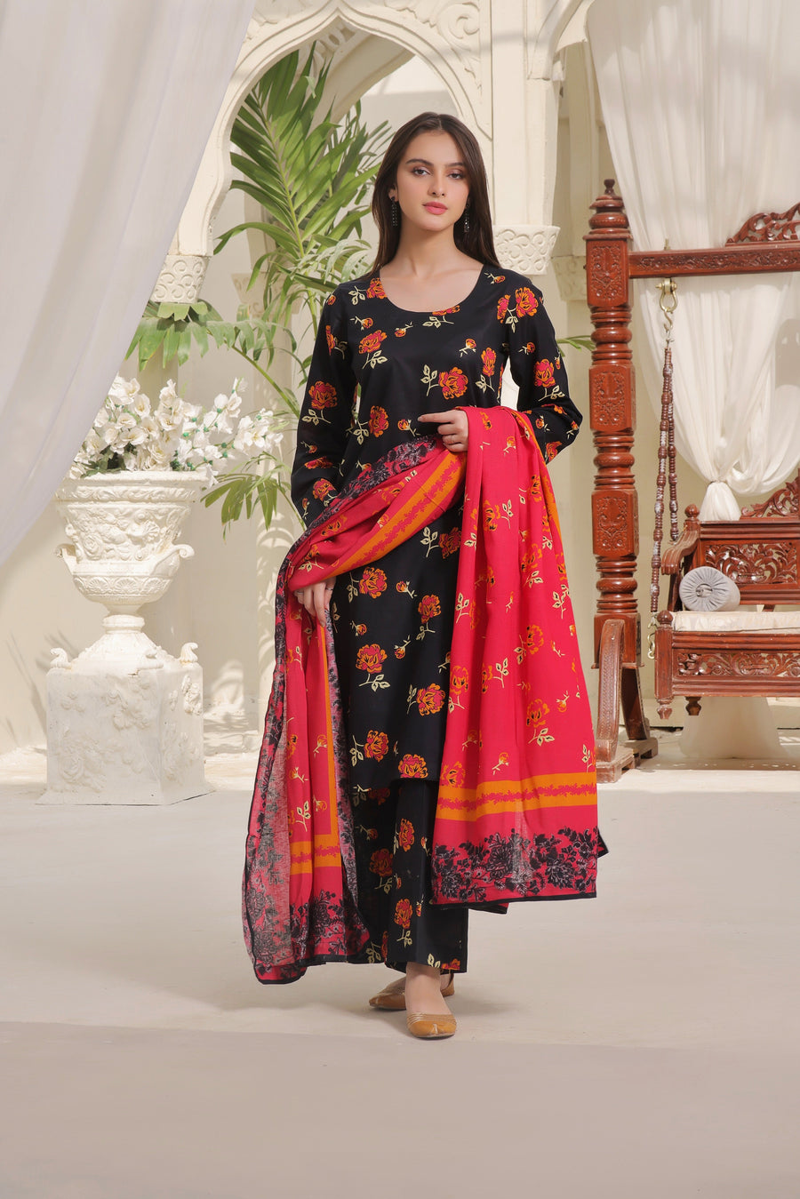 Feathers Digital Printed Dhanak Unstitched 3Pc Suit MAEVE-FT309