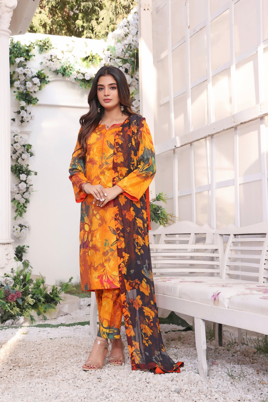 Feathers Premium Printed Lawn Unstitched 3Pc Suit MAHAM-FT193