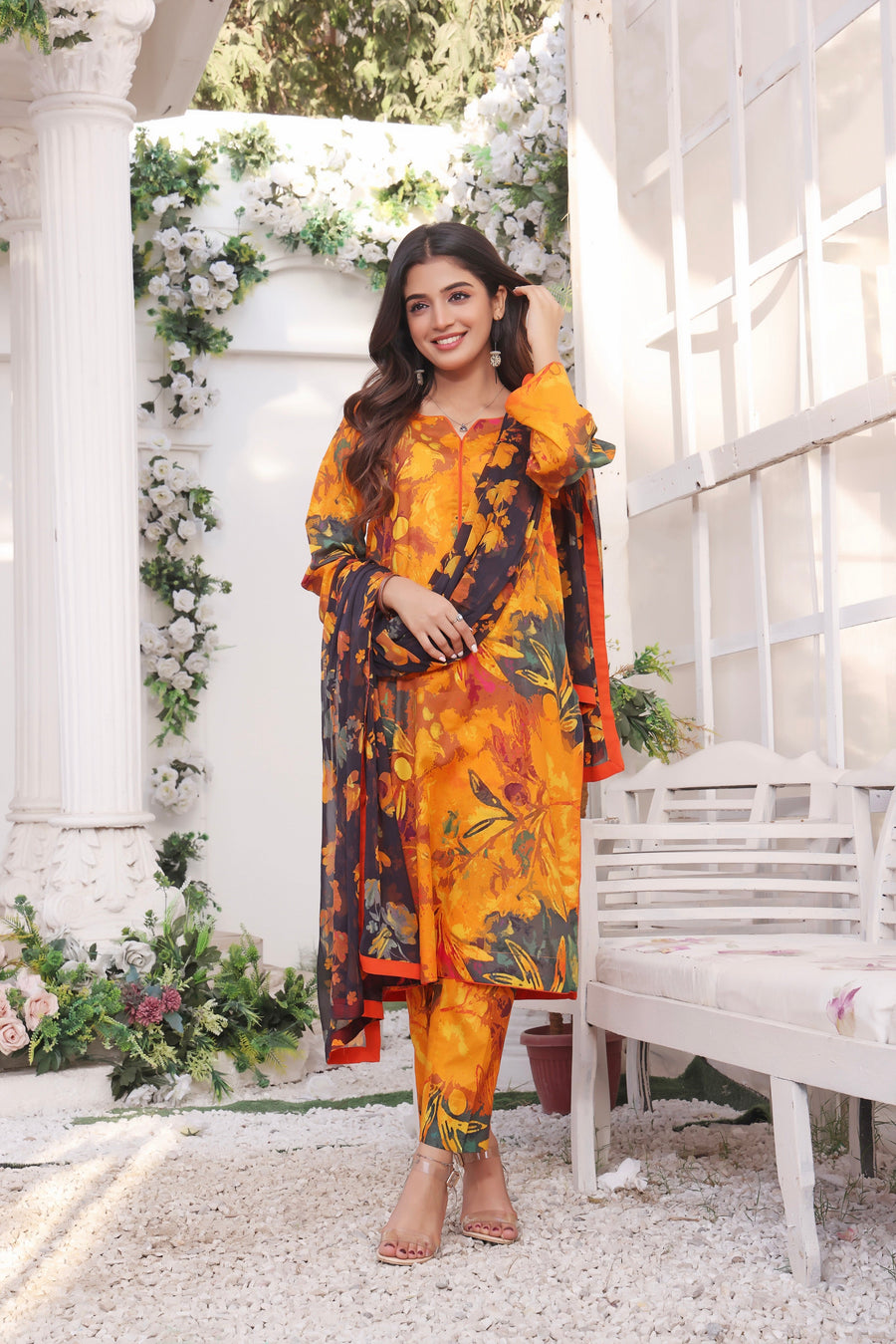Feathers Premium Printed Lawn Unstitched 3Pc Suit MAHAM-FT193
