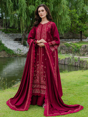 Faiza Faisal Hoor Embroidered Karandi Unstitched 3Pc Suit - MAHIRA