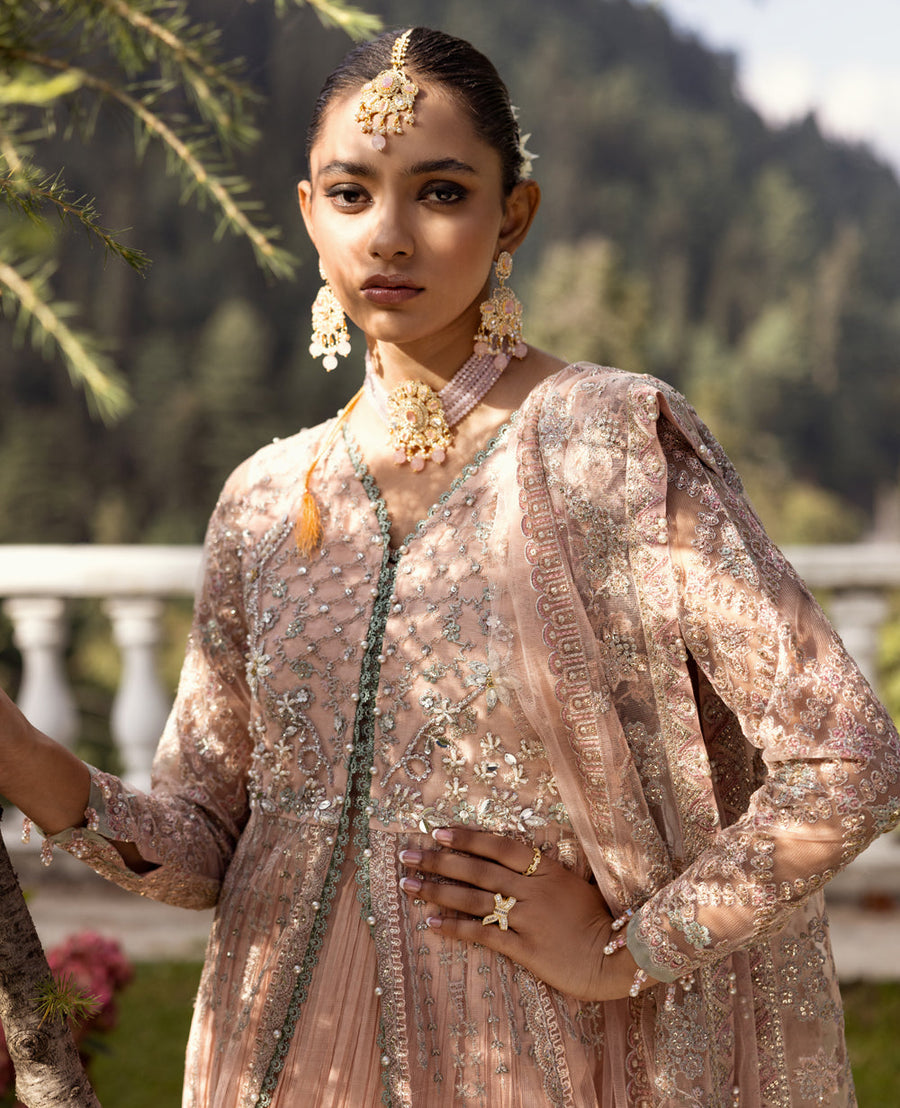 Zahra by Xenia Formals Embroidered Net Unstitched 3Pc Suit D-07 MAISHA