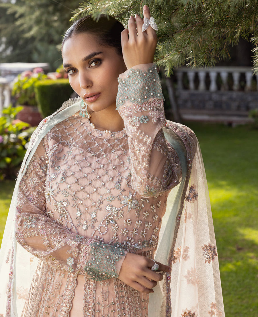Zahra by Xenia Formals Embroidered Net Unstitched 3Pc Suit D-07 MAISHA