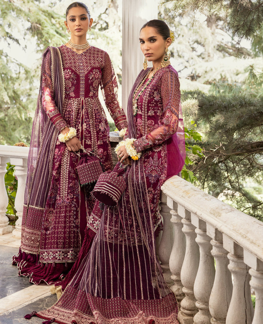 Zahra by Xenia Formals Embroidered Net Unstitched 3Pc Suit D-10 MARAH